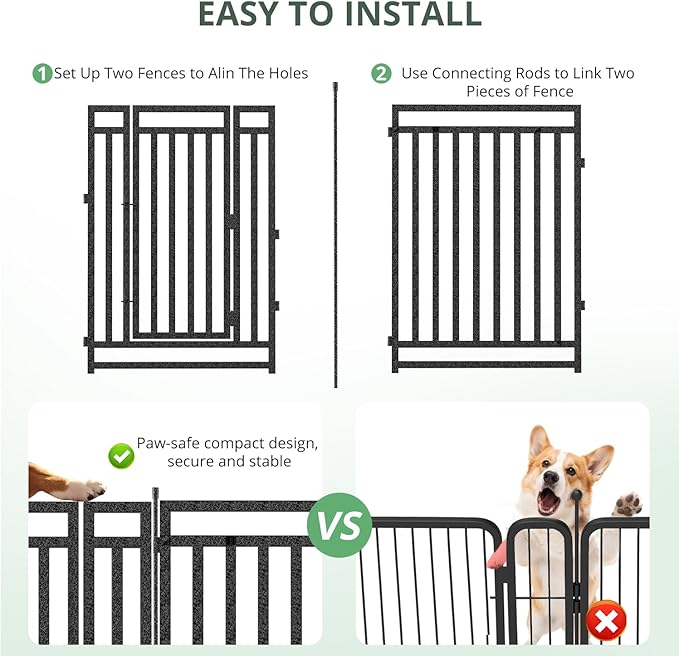 Dog Playpen Metal Dog Fence Outdoor for Yard 32" Height 40 Panels Portable Dog Pen Pet Kennel for RV Camping(Black-Silver)