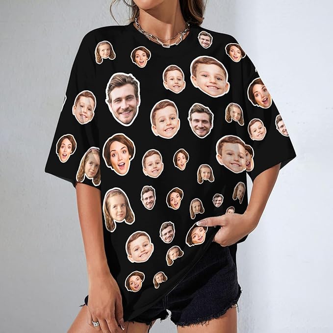 M YESCUSTOM Custom Funny Tshirts for Men Women Personalized Face Tshirt with Picture Customized Tee Gift for Dad Mom Husband