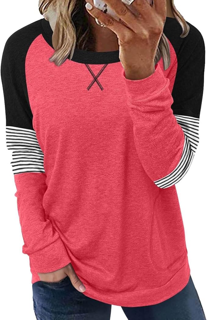 Akihoo Womens Casual Long Sleeve Tunic Tops Crew Neck Shirt Blouses