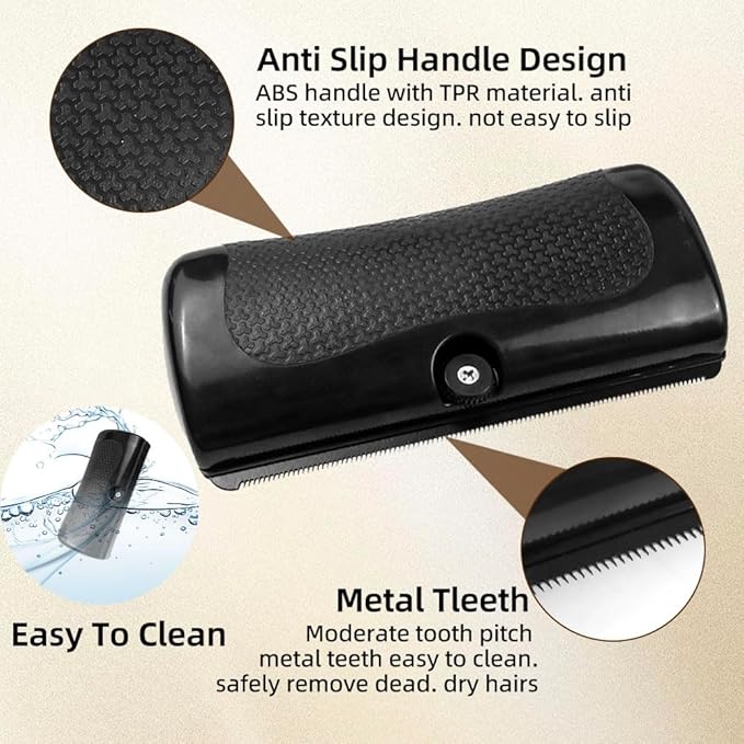 Deshedding Dog Brush, Groom Pro Dog Brush with Reusable Lint Roller, Grooming Tool for Cats, Dogs, Rabbits, Horses, Hamsters | Itching Relief & Gift for Pet Lovers