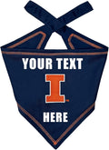 Pets First NCAA Illinois Fighting Illini Personalized Tie Around Bandana for Dogs & Cats, Size Small/Medium. Custom Dog Bandana Scarf Bib for Cat Dog. Ultimate Game-Day & Party Customizable Bandana