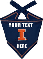Pets First NCAA Illinois Fighting Illini Personalized Tie Around Bandana for Dogs & Cats, Size Small/Medium. Custom Dog Bandana Scarf Bib for Cat Dog. Ultimate Game-Day & Party Customizable Bandana