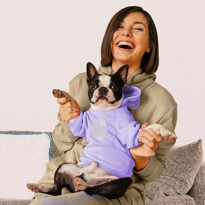 Small Dog Hoodie Soft Warm Fleece Fall Winter Dog Clothes Cute Puppy Sweaters Cat Coat Funny Blank Pullover Doggy Hooded Sweatshirts for Small Dogs Chihuahua Costumes Kitten Outfits(Purple,M)