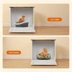 Dwanton Cat Litter Box Furniture Hidden, Cat Litter Box Enclosure, Reversible Entrance Can Be on Left or Right Side, Indoor Cabinet, Wooden Washroom, End Table, White and Rustic Brown, 23.6" L