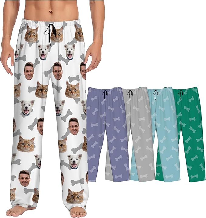 Custom Pajamas Pants With Photo Face Custom PJ Pants Personalized Gifts For Women Men Pet Dog Cat Christmas Valentines