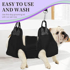 PatiencET Dog Grooming Hammock for Small Dogs Pet Hammock for Nail Trimming Dog Sling for Nail Clipping Dog Hanging Harness (Black S)