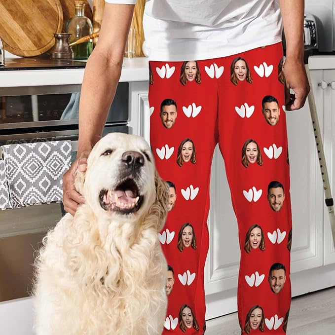 MyPupSocks Customized Face Pajamas Pants Sleep Bottoms for Men Women XS-2XL