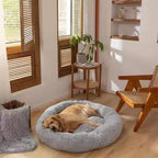 Nisrada Dog Bed for Medium Large Dogs, 36 inch Calming Dogs Bed, Washable-Round Cozy Soft Pet Bed for Puppy and Kitten with Slip-Resistant Bottom
