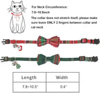 ADOGGYGO Christmas Cat Collars Breakaway with Removable Bow Tie Bell, 2 Pack Red Green Plaid Christmas Bow Collar for Cats Kittens
