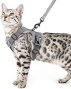 Cat Harness and Leash Set Escape Proof Tactical Extra Large Kitten Harness Emotional Support Cat Vest, Grey, XXL