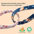 2 Pack Cotton Breakaway Cat Collar White and Blue Flowers Pendant Cute Kitten Cat Collar with Bell