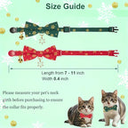Christmas Cat Collar 2 Pack Cotton Bowtie Cat Collars Glittery Snowflakes Cute Kitten Collar(Red+Green)