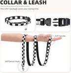 PUPTECK Adjustable Dog Harness Collar and Leash Set Step in No Pull Pet Harness for Small Medium Dogs Puppy and Cats Outdoor Walking Running, Checkered Black&White L