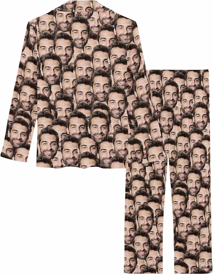 MyPupSocks Custom Face Pajamas for Women Set, Personalized Photo Long Sleepwear XS-XXL
