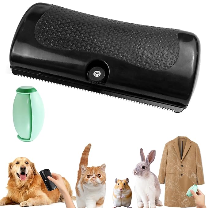 Deshedding Dog Brush, Groom Pro Dog Brush with Reusable Lint Roller, Grooming Tool for Cats, Dogs, Rabbits, Horses, Hamsters | Itching Relief & Gift for Pet Lovers