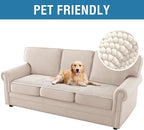H.VERSAILTEX Plush Chenille Couch Cover for 3 Cushion Couch Anti Slip Washable Sofa Slipcovers Soft and Durable Furniture Protector for Dogs Cats Kids (27.5" x 71", Ivory)