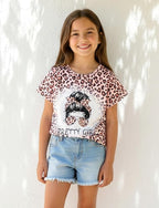 PATPAT Girls Crewneck Short Sleeve Graphic Tees Animal Print Shirts Cute Summer Outfits 5-12 Years
