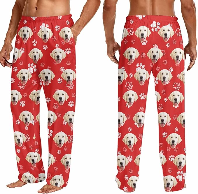 Custom Couple Pajama Pants Sock with Funny Face, Personalized PJ Anniversary Birthday Women Men Pants