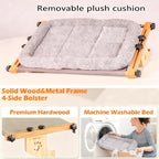 Cat Window Perch - No Drilling Renter-Safe, Adjustable Sill Fit with Sturdy Wood- Metal Frame, Washable Non-Slip Bed, Easy Assembly for Indoor Cats - Ideal for Small Spaces & Multi-Cat Homes(Gray,L)