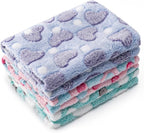 1 Pack 3 Blankets Super Soft Fluffy Premium Fleece Pet Blanket Flannel Paw Printed Throw for Dog Puppy Cat (Small 23x16'', Purple, Pink, Green)