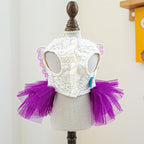 Fashion Sweet Puppy Dog Blingbling Princess Skirt Pet Dog Lace Cake Camisole Tutu Dress B-Purple M