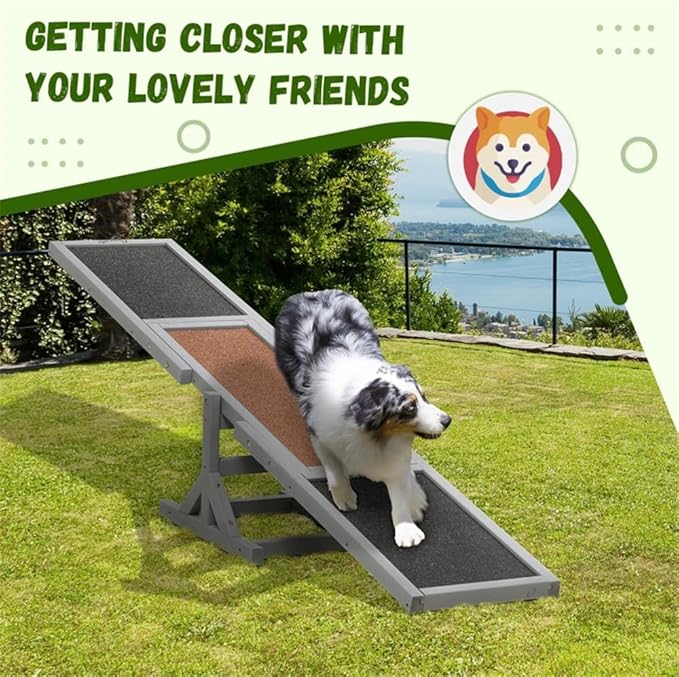 Dog Agility Seesaw with High Traction Anti-Slip Sand Grain Asphalt Felt Surface,Fir Wooden Canine Agility Training,Competition Seesaw for Pets Under 110 lbs,70.75" Lx11.75”Wx11.75 H