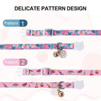 Unique Style Paws Pink Cat Collar,Breakaway Cat Collar with Bell & Pendant,Adjustable Cat Collar for Girl Boy Cats,Ideal Gift for Kitten