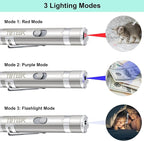TBTeek Cat Toy, USB Rechargeable Interactive Kitten Toy, 7 Light Modes & Adjustable Patterns, Portable Pet Cat Mouse Toy for Fun Chase Play Exercise (2 Pack)