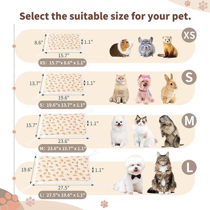 Reversible Silent Cat Bed Self Warming Pet Pad Thin Style Mat Washable Cushion Pad, Pad for Window Perch Outdoor Cat Houses, for Cats, Small Dogs, Rabbits, Non Electric,(Brown Puppy,M)
