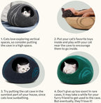 MEOWFIA Cat Cave – Premium Felt Cat Bed for Indoor Cats, Handmade 100% Merino Wool (Light Grey, Medium) (Pack of 2)