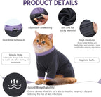 Sticky Cat Clothes Stretchy, Sphynx Hairless Sweater & Pajamas for Cats only, Soft Cat Onesie for Cats After Surgery Female Male & Hair Loss Prevention, Black 2XL