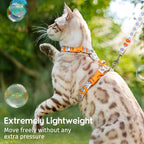 Dooradar Cat Harness and Leash, Escape Proof Adjustable Kitten Vest, Lightweight Soft Pet Straps, Easy Wearing for Small Medium Kitty Safe Walking Travel Control, White, S