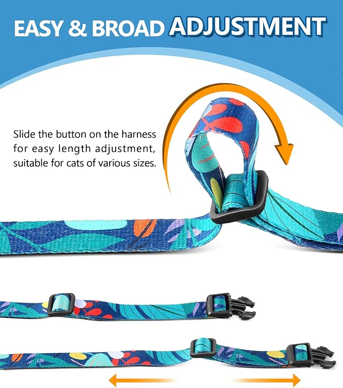 Halypet Cat Harness and Leash Set, 3-in-1 Adjustable & Lightweight, Escape-Proof, Comfortable Soft Kitten Harness for Large Cats, Safe, Easy to Wear, Outdoor Walking Travel