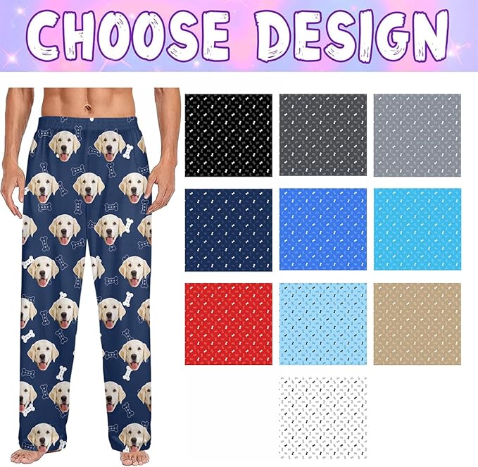 Custom Couple Pajama Pants Sock with Funny Face, Personalized PJ Anniversary Birthday Women Men Pants
