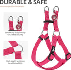 PUPTECK No Pull Dog Harness Soft Adjustable Basic Nylon Step in Puppy Vest Outdoor Walking with ID Tag DeepPink