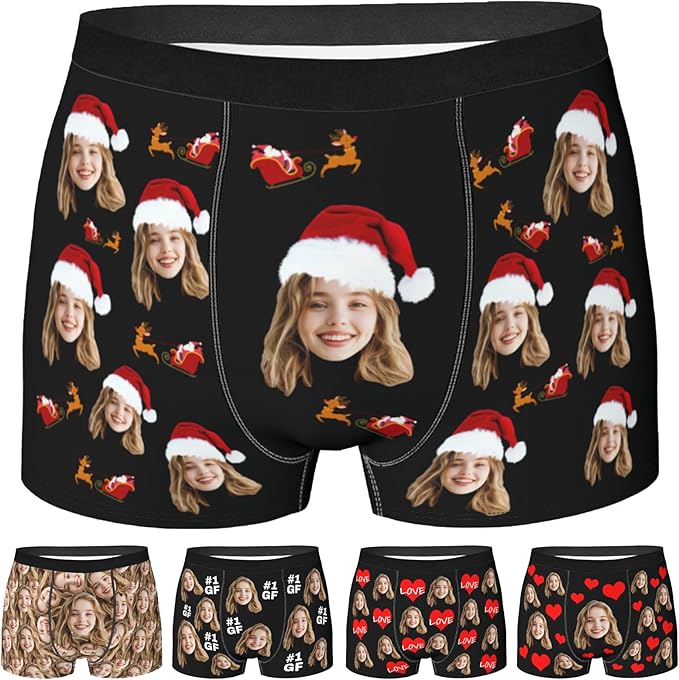 Personalized Underwear for Men with Face Custom Face Boxers Customized Boxer Briefs Funny Gifts for Him Husband Boyfriend