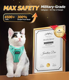 Halypet Cat Harness and Leash Set [MAX Safety 4th-Gen Upgrade] Escape Proof Adjustable Cat Leash Comfortable Soft Vest Easy to Wear Kitten Harness with Reflective Strip for Cats Walking, S Green