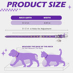 EXPAWLORER Leather Cat Collar for Girl Boy- Adjustable Pet Collar with Safety Elastic Belt,Personalized Punk Accessories Buckle Collars with Bell & Durable D-Ring,Rivet(Purple)