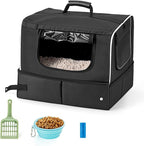 Cat Enclosed Travel Litter Box Kit with Lid Odorless Dustless, Lightweight Cat Portable Foldable Litter Box for Indoor and Car