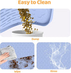 Cat Food Mat, 40" x 28" Extra Large Silicone Pet Feeding Mat with Raised Edge Pet Placemat for Food and Water Bowl Non-Slip, Easy to Clean, Floor Protection (Blue)