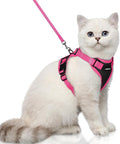 rabbitgoo Cat Harness and Leash Set, Escape Proof Soft Adjustable Vest Harnesses for Outdoor Walking, Easy Control Breathable Kitten Jacket with Reflective Strips, Black & Rose Pink, XS