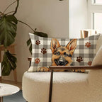 German Shepherd Dog Lumbar Decorative Throw Pillow Cover 12x20, Rectangular Paw Prints Outdoor Home Decor Pet Owner Lover Gift, Farmhouse Buffalo Plaid Sofa Couch Cushion Case Housewarming Gifts