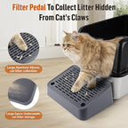Cat Litter Box Ramp, Litter Box Step Mat with Filter Function, Cat Litter Catcher for Self-Cleaning Litter Boxes, Cats Pedal Stool Ideal for Kitten & Elderly Cats (Dark Grey)