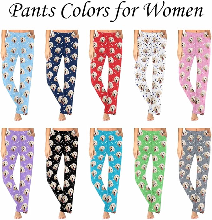 Custom Couple Pajama Pants Sock with Funny Face, Personalized PJ Anniversary Birthday Women Men Pants