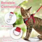 Cat Harness and Leash Set for Walking Escape Proof, Soft Adjustable Kitten Harness Breathable Mesh with Reflective Strips Harness for Kitty Puppy Bunny(Red,XS)