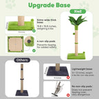 XiaZ Cat Scratching Post 34'' Tall, Durable Cat Scratch Tree Tower for Indoor Kitty with Extra Wide 15.8" Stable Base & 2 Toy Balls, Natural Sisal & Plush Fabric for Small, Medium Cats (Green, 2.8in)