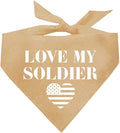 Love My Soldier Dog Bandana | 100% Cotton Adjustable Triangle | Made in USA | Army | Militray | Homecoming |Tan, One Size (89)