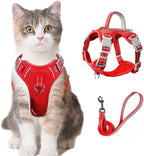 Cat Harness and Leash Set for Walking Escape Proof for Small Large cat Kitten Harness with ID tag Pocket (Red,XXS)