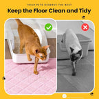 Cat Litter Mat Litter Trapping Mat, 35" x 23" Premium Durable PVC Grid Mesh with Scatter Control, Non-slip, Less Waste Cat Litter Box Mat, Pink
