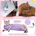 Nuanchu 3 Pieces Cat Recovery Suit Kitten Recovery Suit E-Collar Alternative for Cats and Dogs Abdominal Skin Anti Licking Pajama Clothes Sets (Medium,Solid Style,Purple Pink Blue)